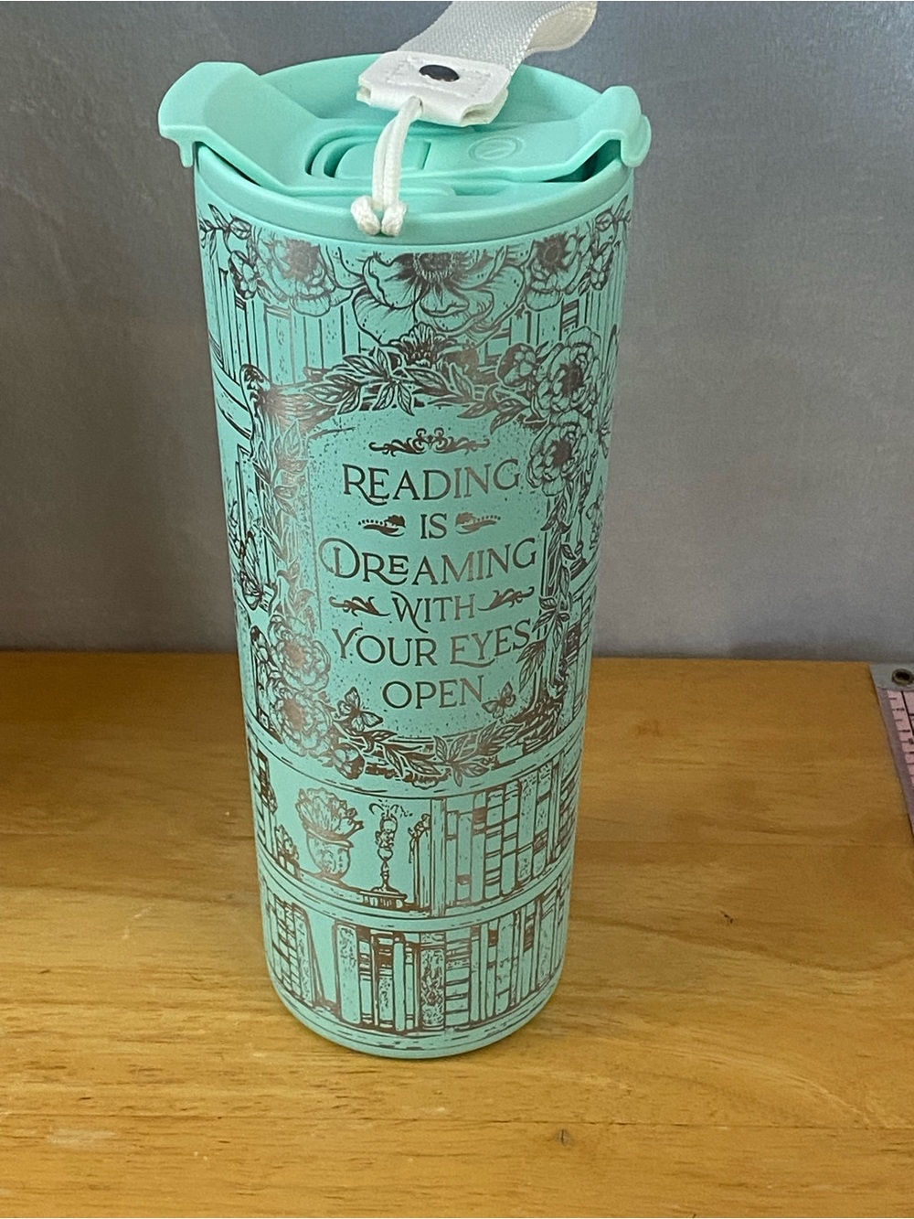 Hogg Mint Green Reading Quote Travel Tumbler